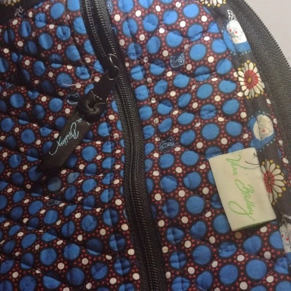 Vera Bradley Large Night Owl Blue Black Shoulder Bag laptop - Picture 6 of 9
